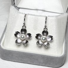 画像6: アコヤ真珠 桜 パールピアス イヤリング 4.5-5mm ホワイト ラウンド SV925製 フックタイプ 直結タイプ (6)