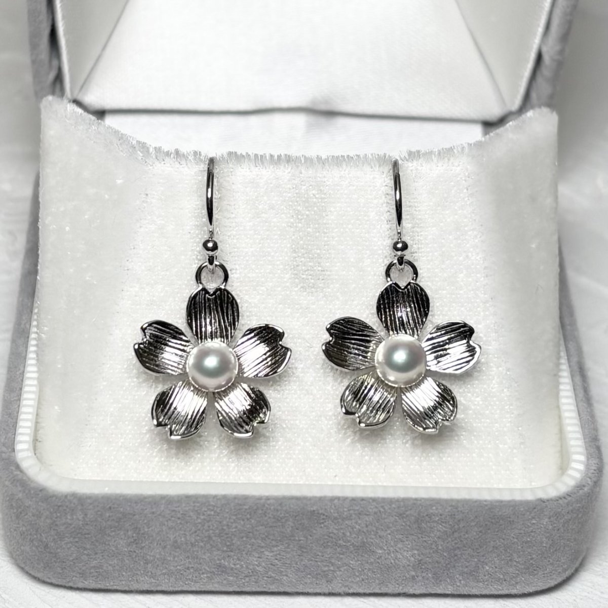 画像5: アコヤ真珠 桜 パールピアス イヤリング 4.5-5mm ホワイト ラウンド SV925製 フックタイプ 直結タイプ (5)