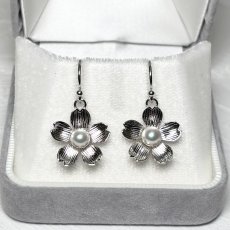 画像5: アコヤ真珠 桜 パールピアス イヤリング 4.5-5mm ホワイト ラウンド SV925製 フックタイプ 直結タイプ (5)