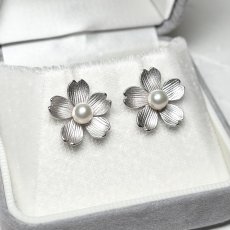 画像3: アコヤ真珠 桜 パールピアス イヤリング 4.5-5mm ホワイト ラウンド SV925製 フックタイプ 直結タイプ (3)