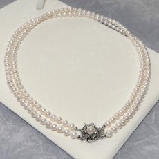 画像3: アコヤ真珠 パールネックレスセット(イヤリング/ピアス)  7.0-7.5mm ホワイト 42cm SV750 PT900 GIA宝石鑑定士保証書 パールクロス付　 (3)