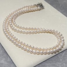 画像1: アコヤ真珠 パールネックレスセット(イヤリング/ピアス)  7.0-7.5mm ホワイト 42cm SV750 PT900 GIA宝石鑑定士保証書 パールクロス付　 (1)