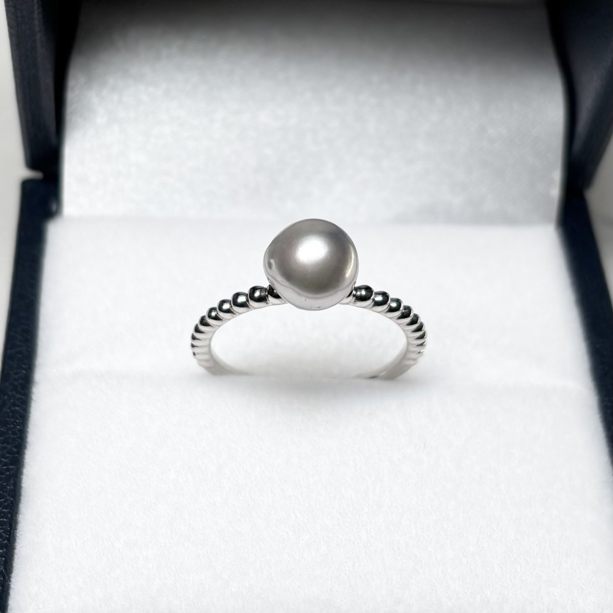 画像3: アコヤ真珠 パールリング 7ｍｍ ナチュラルグレー 無調色  バロック SV925製 11号 (3)