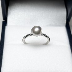 画像3: アコヤ真珠 パールリング 7ｍｍ ナチュラルグレー 無調色  バロック SV925製 11号 (3)