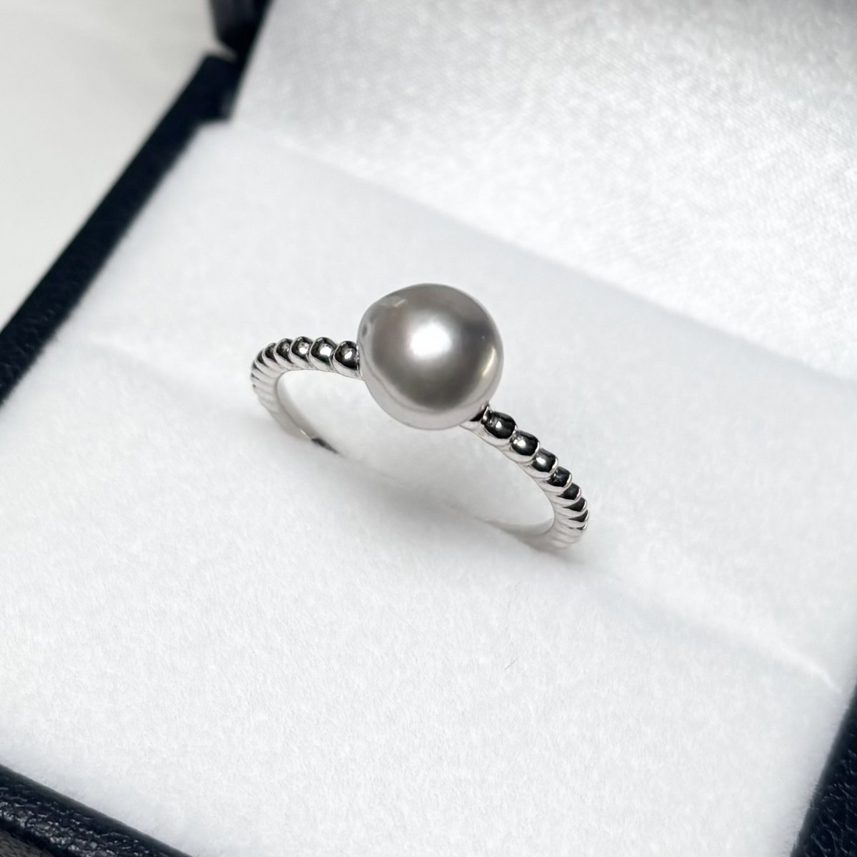 画像2: アコヤ真珠 パールリング 7ｍｍ ナチュラルグレー 無調色  バロック SV925製 11号 (2)