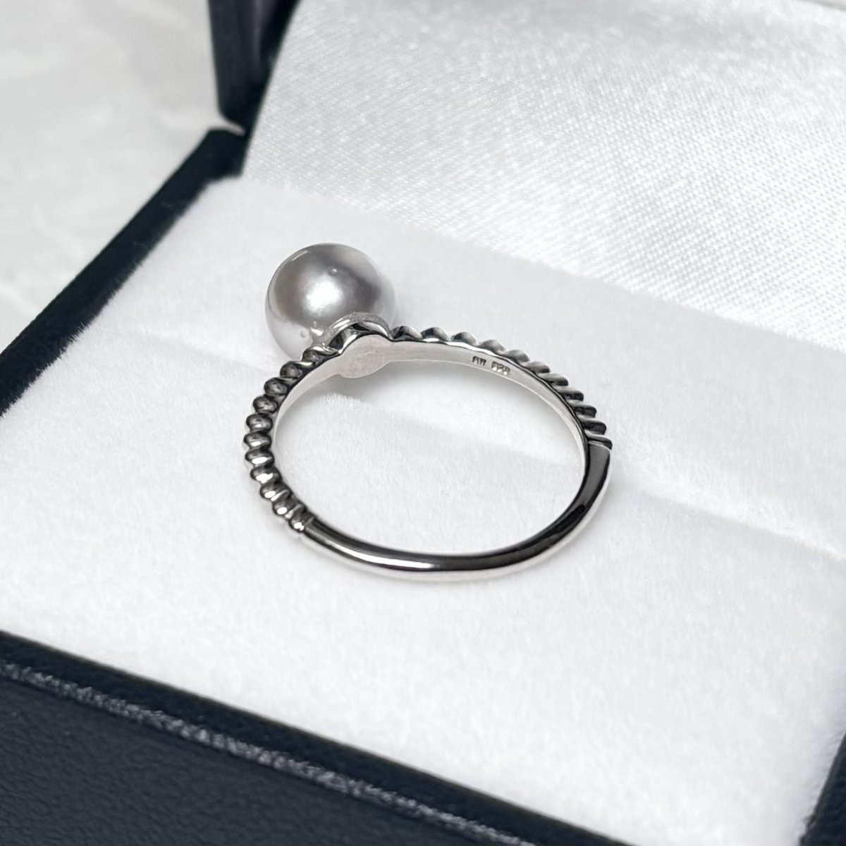 画像5: アコヤ真珠 パールリング 7ｍｍ ナチュラルグレー 無調色  バロック SV925製 11号 (5)