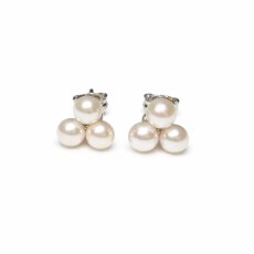 画像1: アコヤ真珠 パールピアス 3.5-4mm ホワイト ラウンド SV925製  (1)