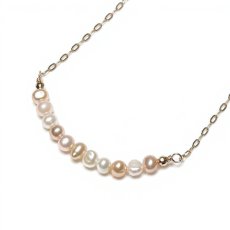  淡水真珠 パールペンダント 2.5-3mm マルチカラー ポテト型 K10YG スマイルネックレス