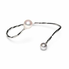 画像1: アコヤ真珠 パールバングル 8-8.5mm 6-6.5mm ホワイト ナチュラルグレー ラウンド  バロック シルバー製 (1)