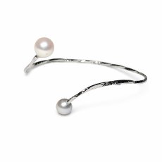画像2: アコヤ真珠 パールバングル 8-8.5mm 6-6.5mm ホワイト ナチュラルグレー ラウンド  バロック シルバー製 (2)