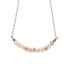  淡水真珠 パールペンダント 2.5-3mm マルチカラー ポテト型 K10YG スマイルネックレス