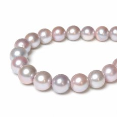 アコヤ真珠 パールネックレス 8-9ｍｍ  パープル ピンク系 染め セミラウンド 約50cm シルバー製 GIA宝石鑑定士保証書付き