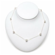 アコヤ真珠 ステーションネックレス 6-6.5ｍｍ ホワイト ラウンド K18YG 40cm 