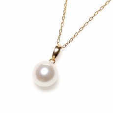 画像2: アコヤ真珠 パールペンダント 8.5-9ｍｍ ホワイト ラウンド K18YG 45cm スライド式アジャスター (2)