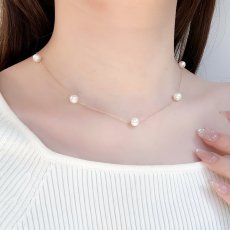 画像4: アコヤ真珠 ステーションネックレス 6-6.5ｍｍ ホワイト ラウンド K18YG 40cm GIA宝石鑑定士保証書付き (4)