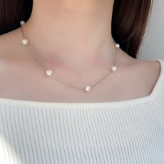 画像5: アコヤ真珠 ステーションネックレス 6-6.5ｍｍ ホワイト ラウンド シルバー製 40cm＋5cm  (5)