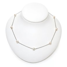 画像1: アコヤ真珠 ステーションネックレス 6-6.5ｍｍ ホワイト ラウンド シルバー製 40cm＋5cm  (1)