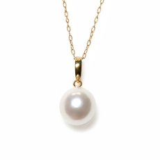 画像1: アコヤ真珠 パールペンダント 8.5-9ｍｍ ホワイト ラウンド K18YG 45cm スライド式アジャスター (1)