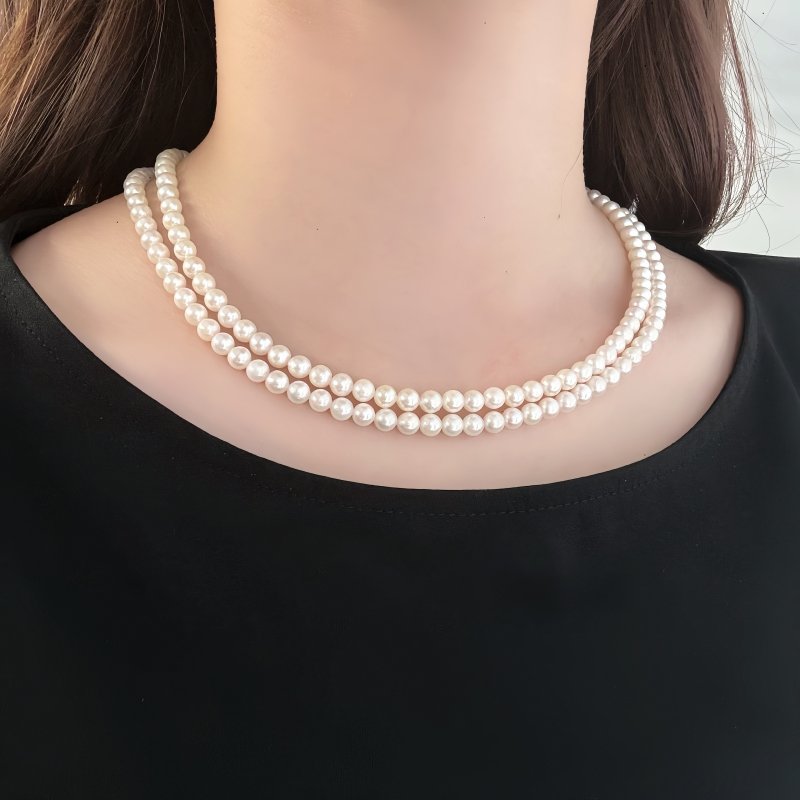 アコヤケシ　2連　ネックレス アコヤ真珠 2連パールネックレス 5-5.5mm ホワイト ラウンド 43cm 45cm