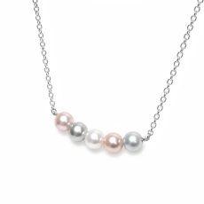淡水真珠 パールペンダント 5-6mm ホワイト ピンク グレー シルバー製 42.5cm