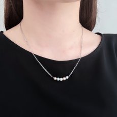画像4: 淡水真珠 パールペンダント 5-6mm ホワイト ピンク グレー セミラウンド シルバー製 42.5cm (4)