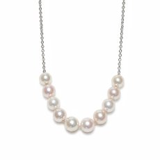 アコヤ真珠 ネックレス10連  5.5-6ｍｍ ホワイト ラウンド シルバー製 45cm 