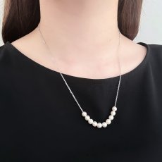 アコヤ真珠 ネックレス10連  5.5-6ｍｍ ホワイト ラウンド シルバー製 45cm 
