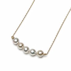 画像2: アコヤ真珠 パールペンダント 5-5.5ｍｍ ナチュラルグレー セミラウンド〜バロック K10YG 42.5cm (2)