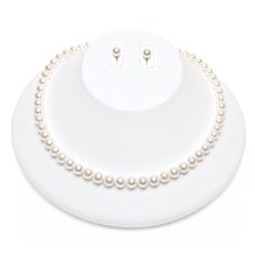 画像1: アコヤ真珠 パールネックレスセット(イヤリング/ピアス)  7-7.5mm ホワイト 42cm SV750 PT900 GIA宝石鑑定士保証書 パールクロス付　 (1)