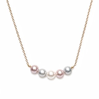 新品同様☆高品質 三連パールネックレス(ピンク系) 淡水真珠 3連パールネックレス 6-7mm 14金ゴールドフィルド アジャスター付