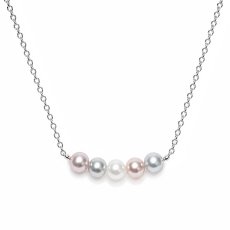 淡水真珠 パールペンダント 5-6mm ホワイト ピンク グレー セミラウンド シルバー製 42.5cm