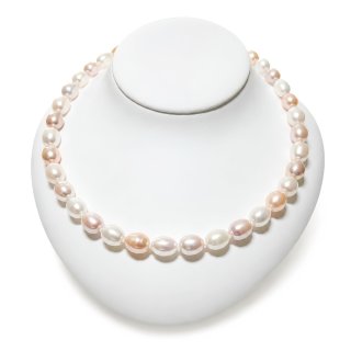 淡水真珠 マルチカラーネックレスセット ピアス 8-9mm 10-11mm 大粒