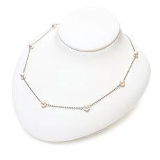 アコヤ真珠 ステーションネックレス 6-6.5ｍｍ ホワイト ラウンド シルバー製 40cm＋5cm 