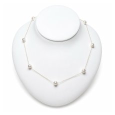 アコヤ真珠 ステーションネックレス 6-6.5ｍｍ ホワイト ラウンド K18YG 40cm