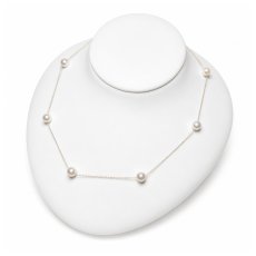 アコヤ真珠 ステーションネックレス 6-6.5ｍｍ ホワイト ラウンド K18YG 40cm
