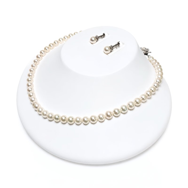 あこや本真珠 ネックレスセット イヤリング ピアス 7-7.5mm ホワイト