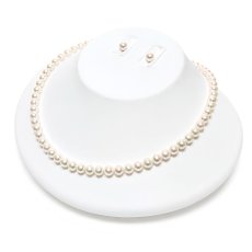 アコヤ真珠 パールネックレスセット(イヤリング/ピアス) 6.0-6.5mm ホワイト 45cm SV750 PT900