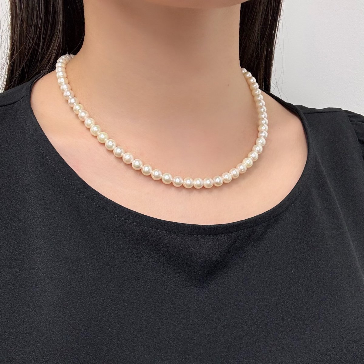 画像5: アコヤ真珠 パールネックレス 6-6.5mm ホワイト ラウンド 約42cｍ GIA宝石鑑定士保証書付き (5)
