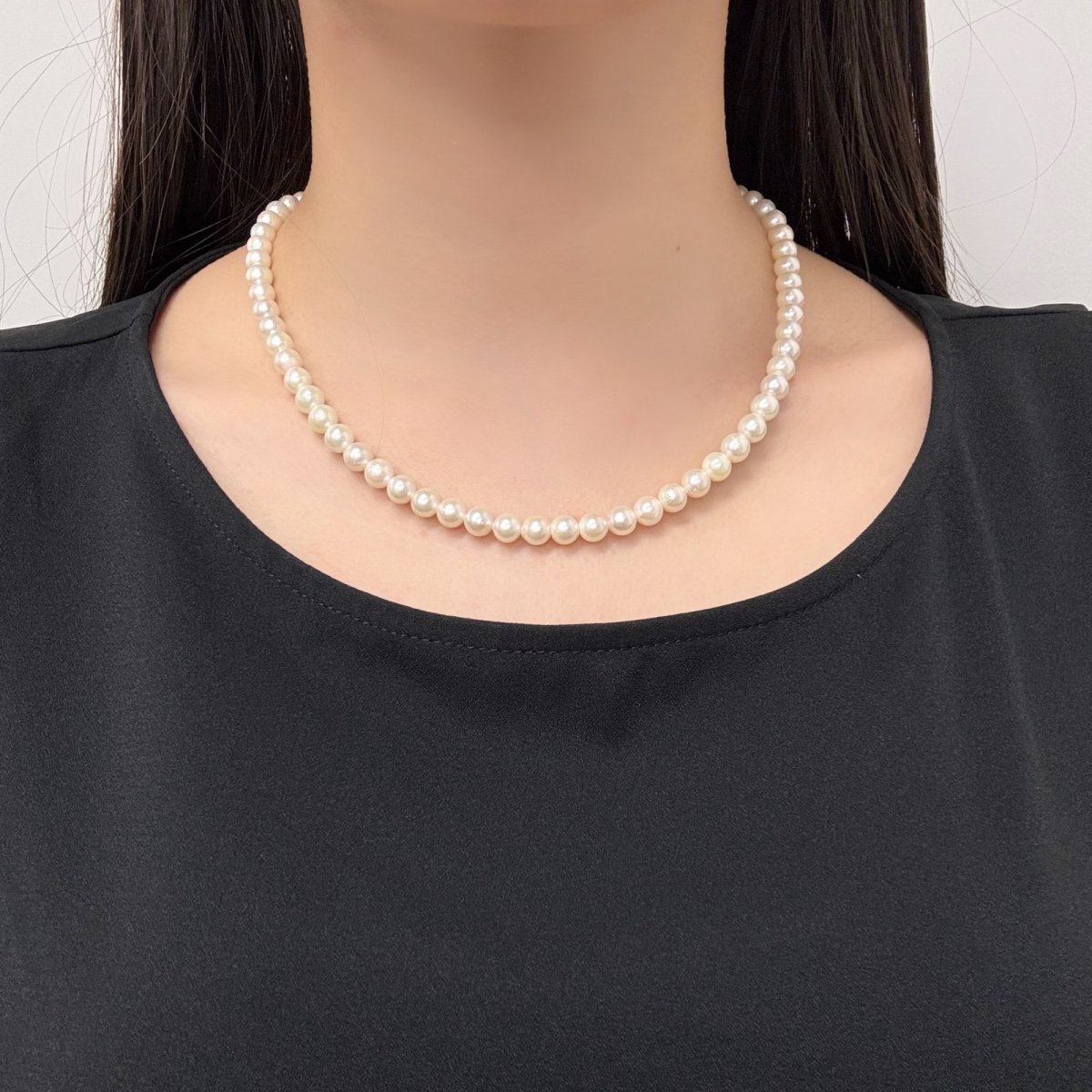 画像4: アコヤ真珠 パールネックレス 6-6.5mm ホワイト ラウンド 約42cｍ GIA宝石鑑定士保証書付き (4)
