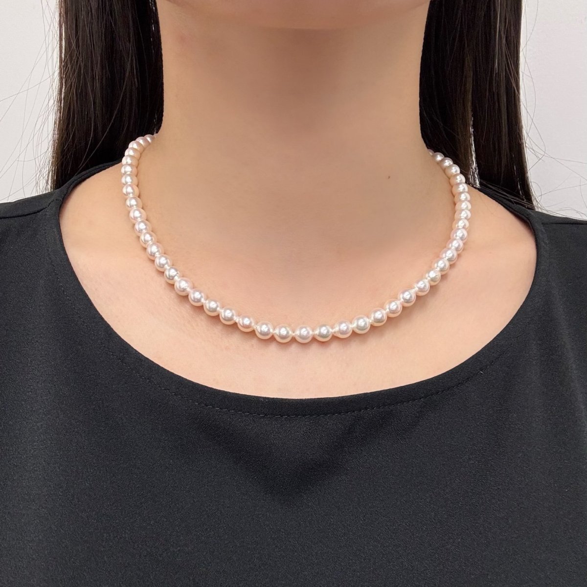 アコヤ真珠 パールネックレス  6-6.5mm ホワイト ラウンド 約42cｍ GIA宝石鑑定士保証書付き