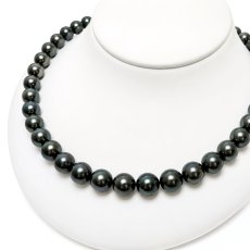 画像3: 黒蝶真珠 パールネックレス タヒチ 9-9.9ｍｍ ピーコックブラック 42cm SV製 (3)