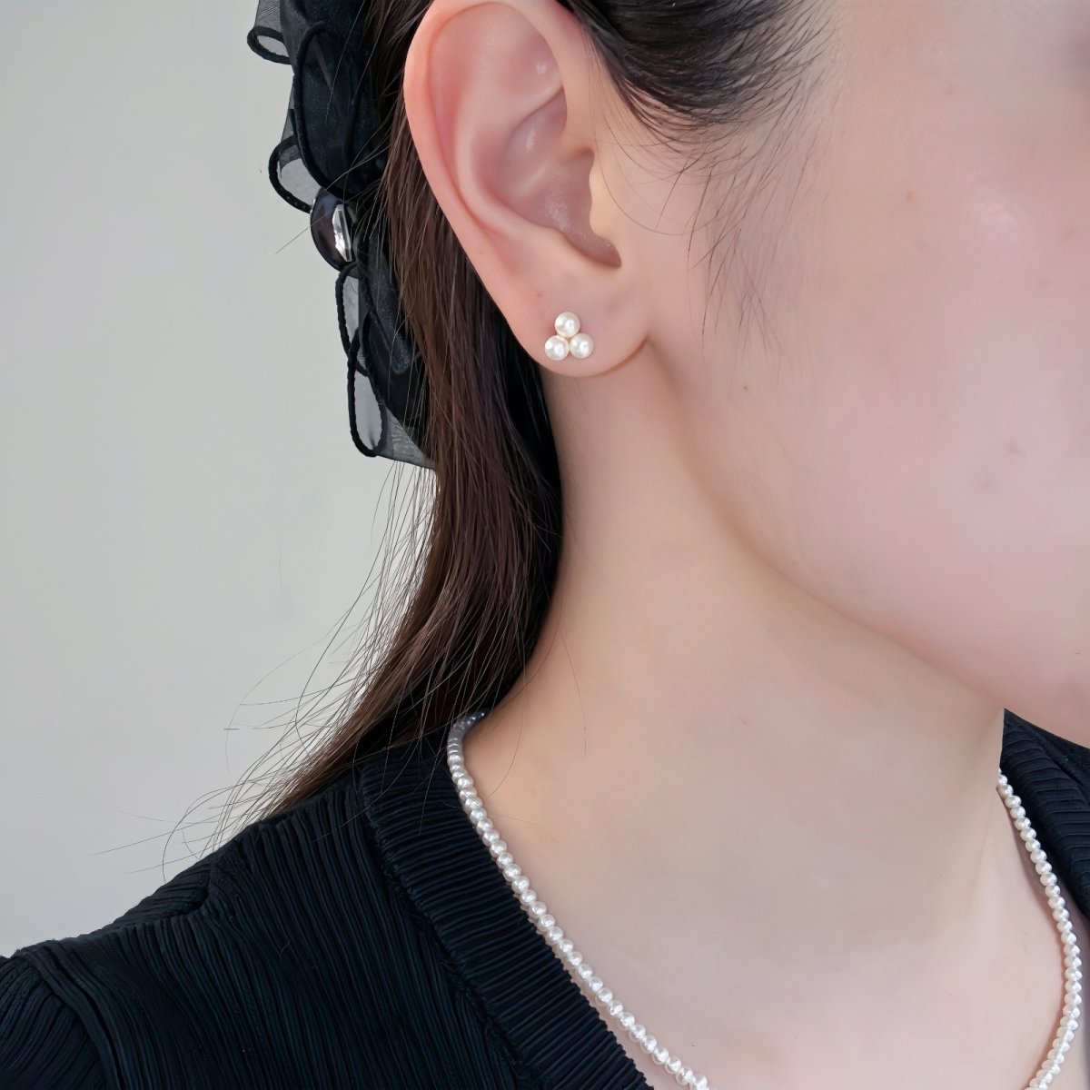 画像3: アコヤ真珠 パールピアス 3.5-4mm ホワイト ラウンド SV925製  (3)