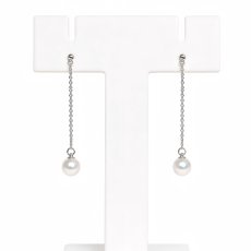 アコヤ真珠 チェーンパールピアス 4-4.5mm ホワイト ラウンド Pt900 1点物