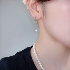 アコヤ真珠 チェーンパールピアス 4-4.5mm ホワイト ラウンド Pt900 1点物