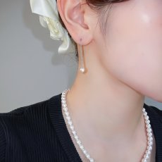 アコヤ真珠 チェーンパールピアス 4-4.5mm ホワイト ラウンド Pt900 1点物