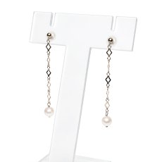 画像2: アコヤ真珠 パールチェーンピアス ホワイト 5-5.5mm ラウンド K10YG (2)