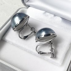 マベ真珠 パールイヤリング グレー 無調色 17-18ｍｍ 半円 シルバー製 SV925