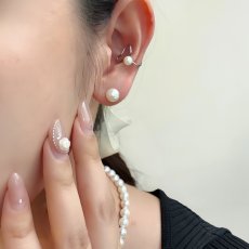 アコヤ真珠 パールイヤーカフ 5-5.5mm ハートモチーフ ホワイト ラウンド SV製 