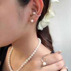 アコヤ真珠 パールリング 6-6.5mm ハートモチーフ ホワイト ラウンド SV製 約13号
