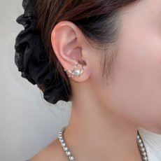 アコヤ真珠 イヤーカフ リング 2WAY 5-5.5mm ナチュラルグレー 無調色 ラウンド シルバー製 約8号